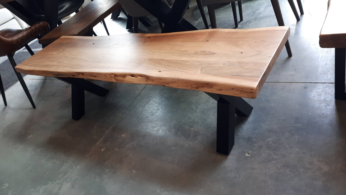 Calcutta Live Edge Benches - Natural - X Base - 35mm Thick Tops