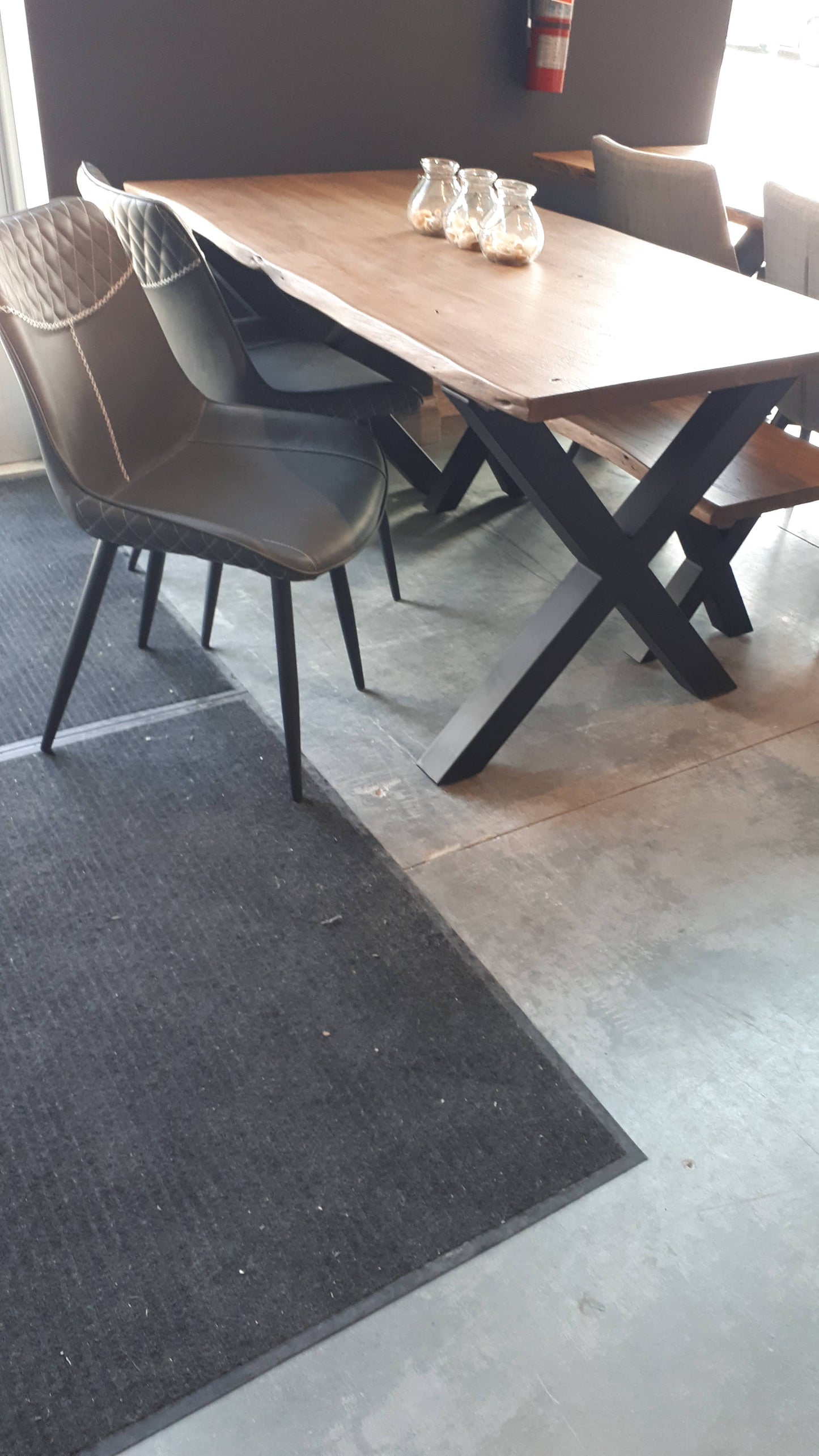 Calcutta Live Edge Dining Tables - X Bases - 2 Sizes - 2 Stains - 35mm Tops