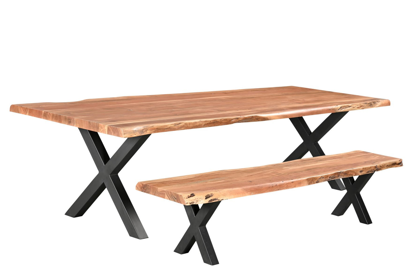 Calcutta Live Edge Dining Tables - Gunmetal Grey X Bases - 5 Sizes - 55mm Tops