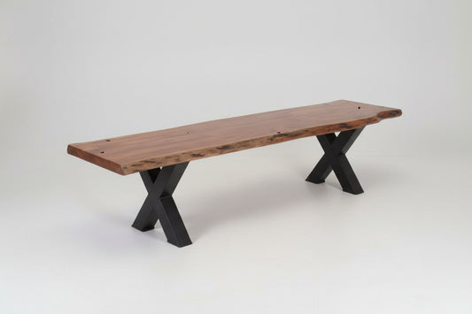Calcutta Live Edge Benches - X Base - 3 Sizes - 2.2" Thick Tops