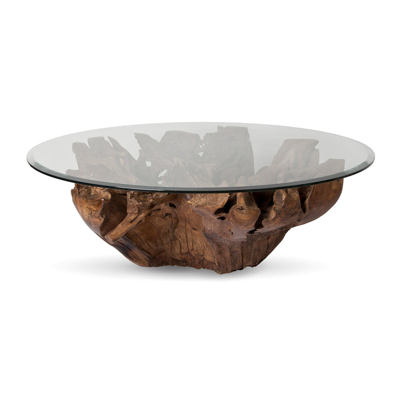 Natura Teak Root Coffee Table - with 8mm Thick Tempered Glass Top