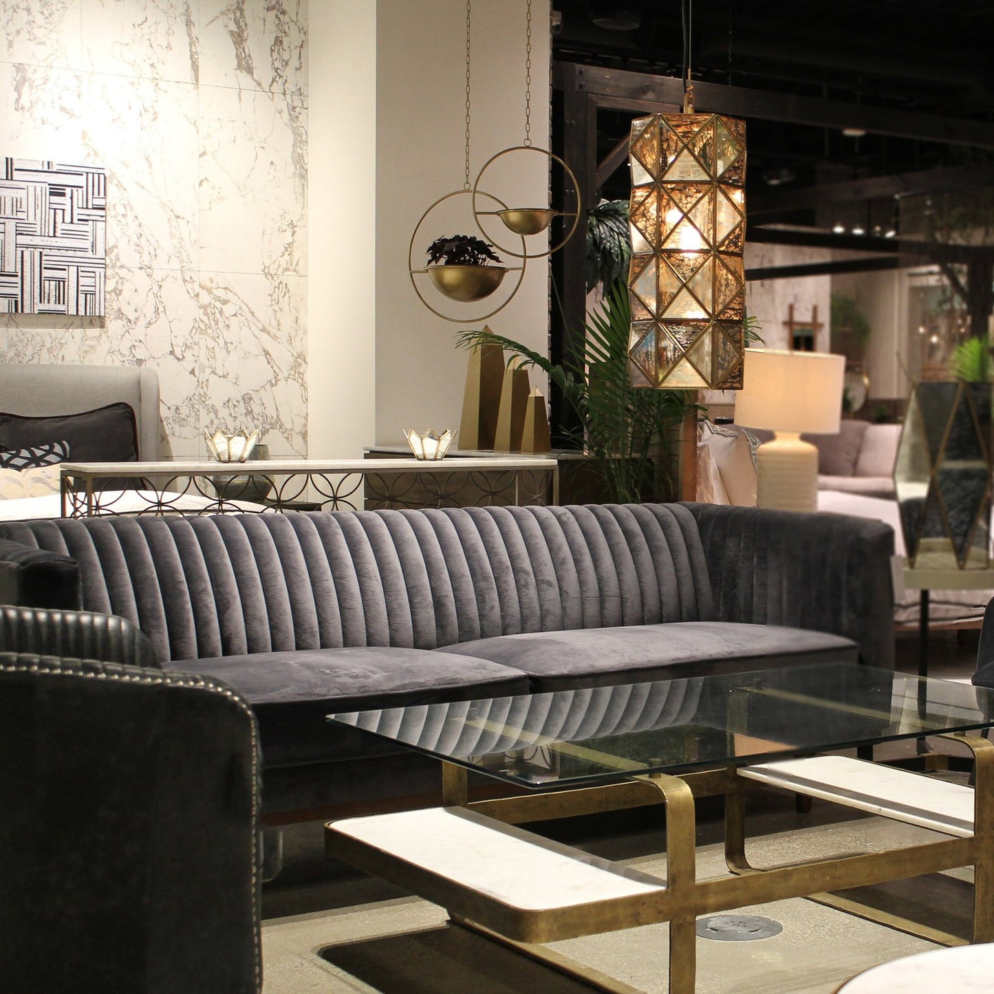 Sage Condo Sofa 82" - Stone Grey Velvet