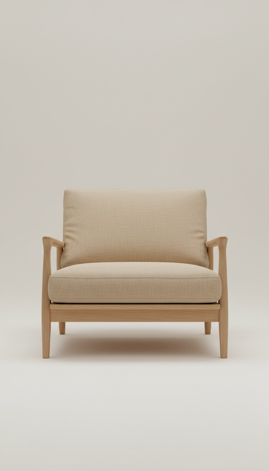 Linen Blend Contemporary Lounge Chair