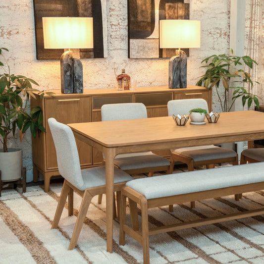 Remix Arizona Dining Chair - Oatmeal Fabric/Natural Wood