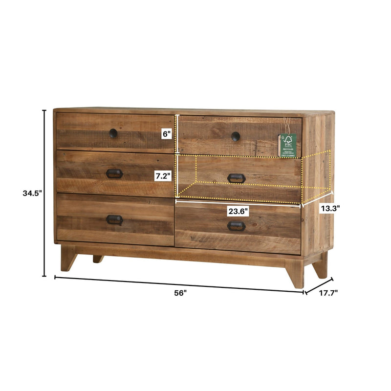 Campestre - Modern Rustic 6 Drawer Dresser