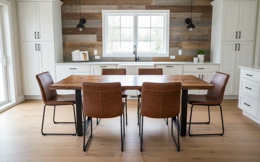 Calcutta Live Edge Dining Tables - U Bases - 2 Sizes - 2 Finishes - 1.4" Thick Tops