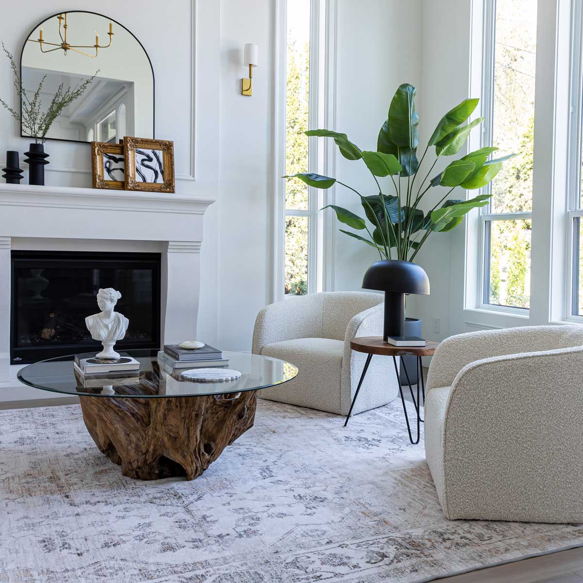 Natura Teak Root Coffee Table - with 8mm Thick Tempered Glass Top