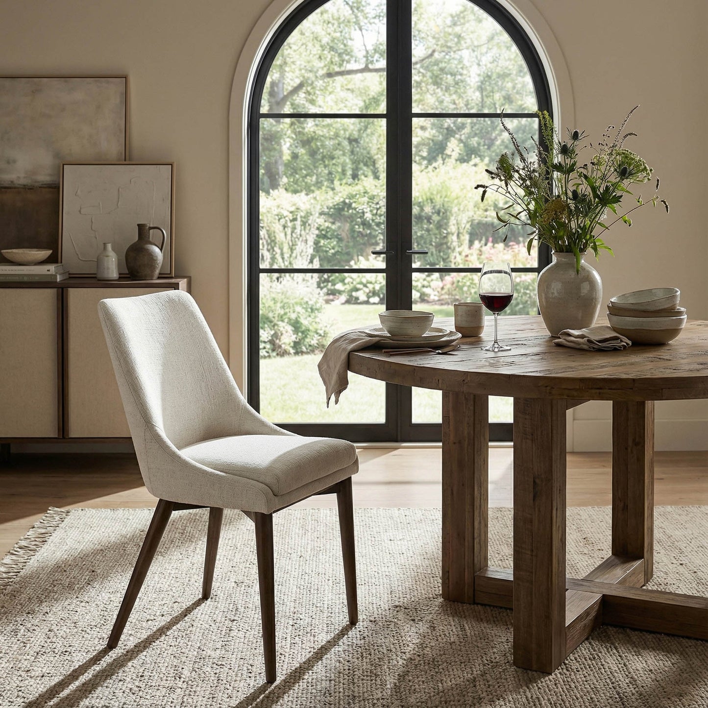 Fritz Dining Chairs - Ivory - Dark Legs