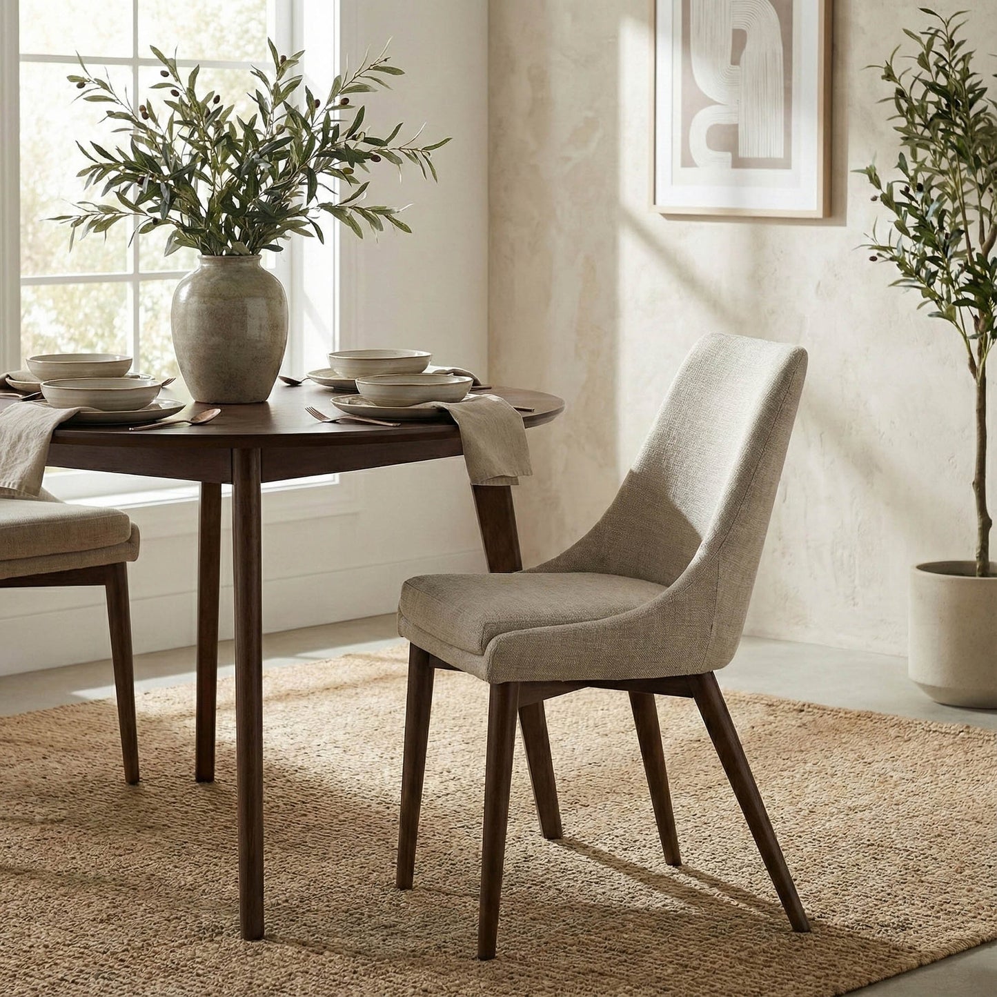 Fritz Dining Chairs - Taupe - Dark Legs