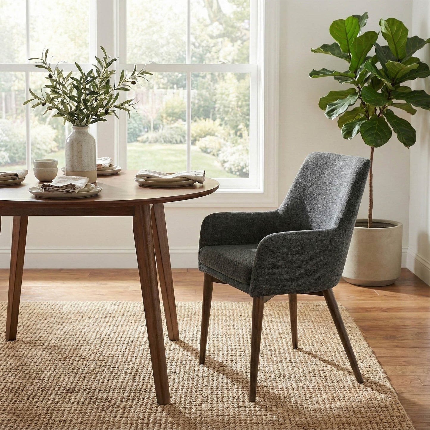 Fritz Dining Chairs with Arms - Slate - Dark Legs