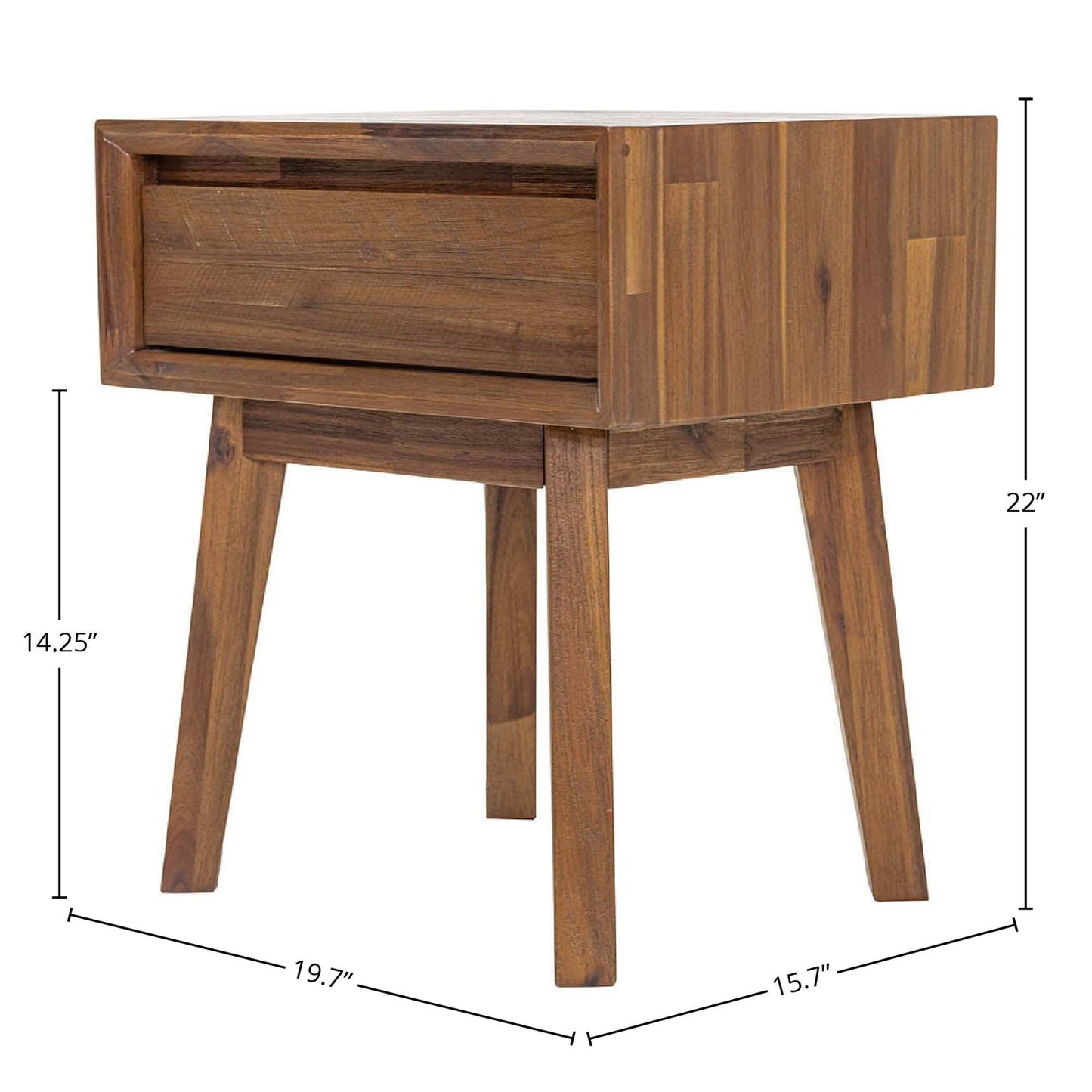 Gia 1 Drawer Night Table - Warm Pecan