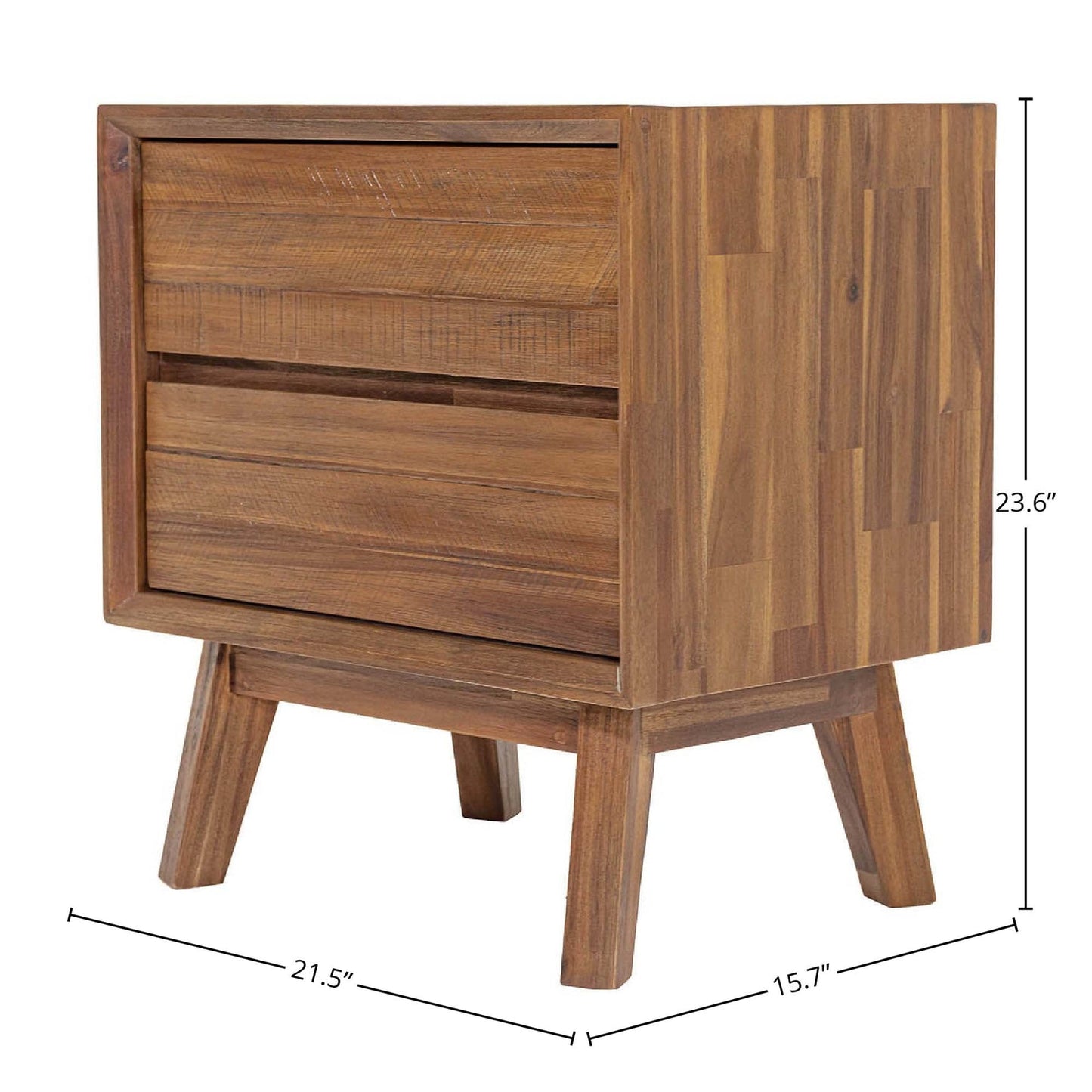 Gia 2 Drawer Side Table - Warm Pecan