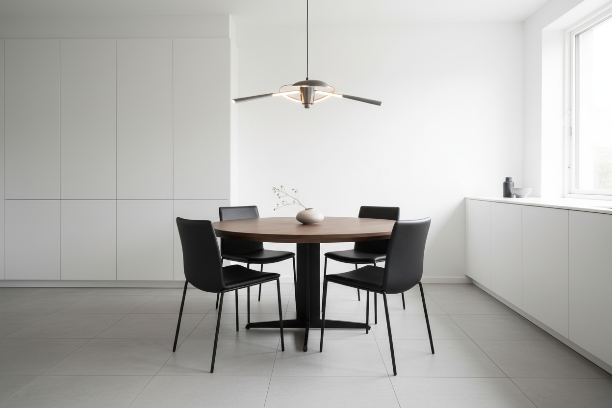 Horizon 48" Round Dining Table - Light Walnut - Homestead Furniture - All Rights Reserved