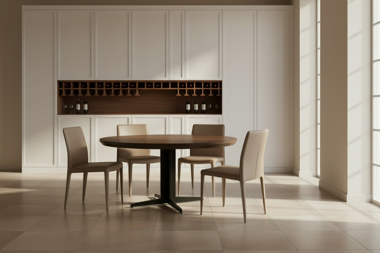 Horizon 48" Round Dining Table - Light Walnut - Homestead Furniture - All Rights Reserved