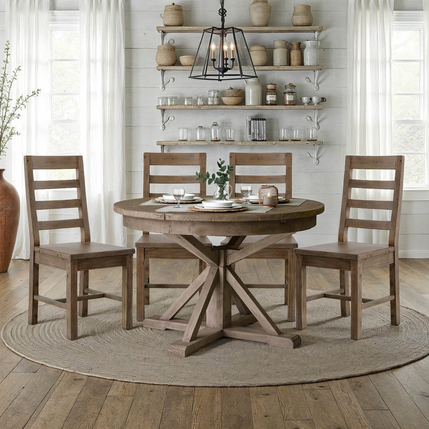 Irish Coast Extendable Dining Table - 47" Round  - Sundried - Homestead Furniture - All Rights Reserved