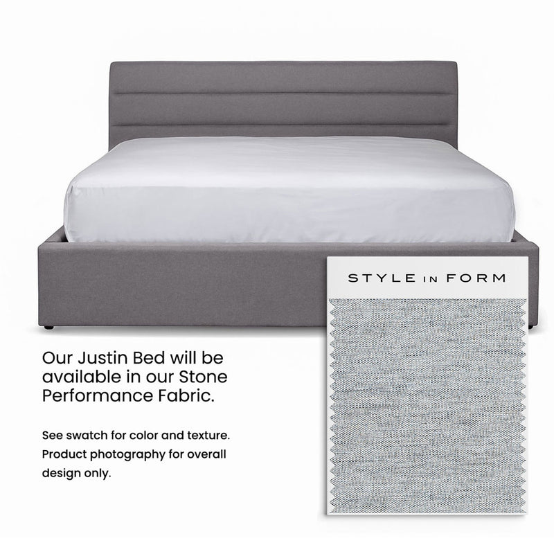 Justin Upholstered Bed - Stone - With or Without Storage