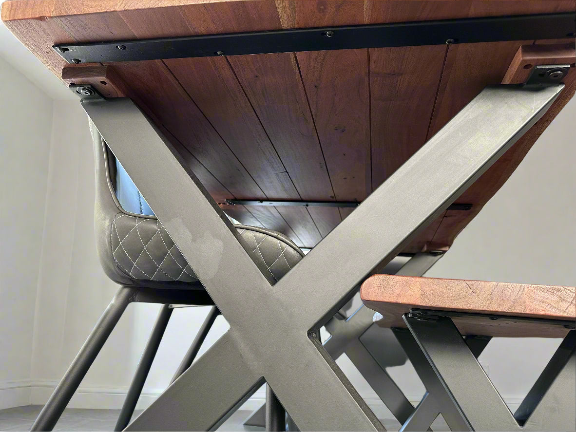 Calcutta Live Edge Dining Tables - X Bases - 2 Sizes - 2 Stains - 35mm Tops