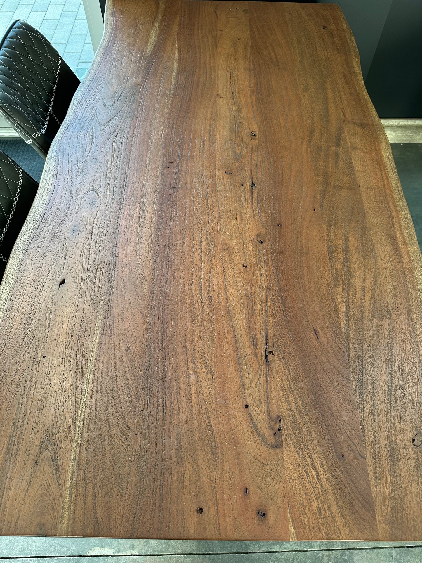 Calcutta Live Edge Dining Tables - X Bases - 2 Sizes - 2 Stains - 35mm Tops