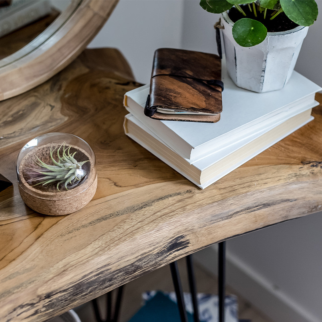 Live Edge Hairpin Console Table - Natura 100% Teak