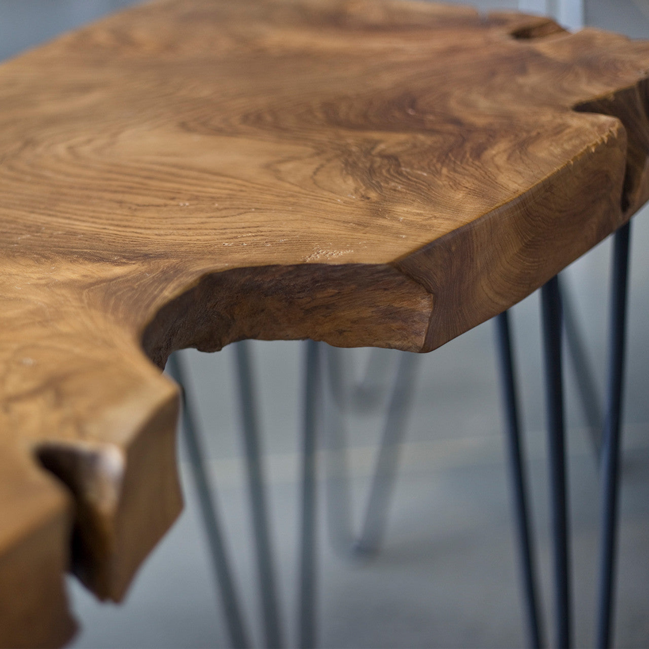 Live Edge Hairpin Console Table - Natura 100% Teak