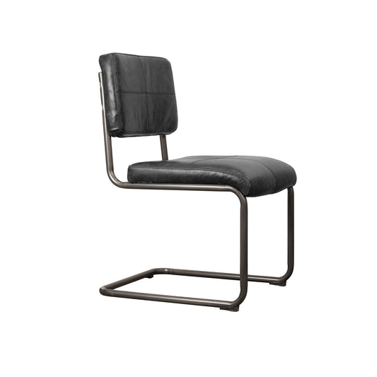 Cobain Dining Chair - 100% Top Grain Leather - Distressed Black