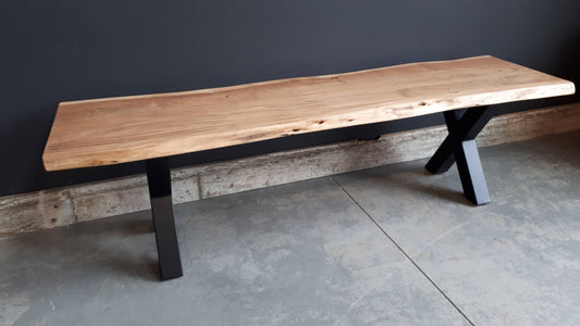 Calcutta Live Edge Benches - Natural - X Base - 35mm Thick Tops