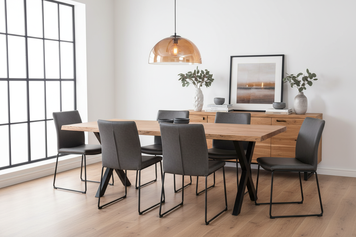 Calcutta Live Edge Dining Tables - Black X Bases - 5 Sizes - 55mm Tops