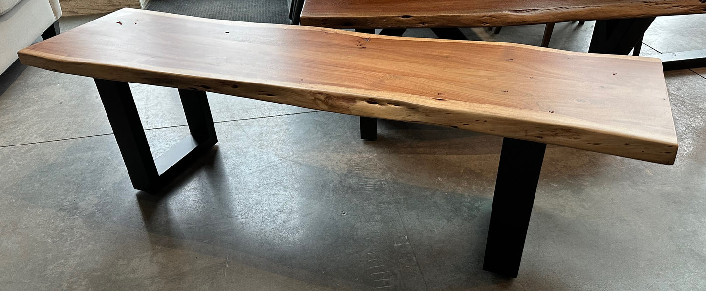 Calcutta Live Edge Benches - Natural Finish - U Base - 35mm Thick Tops