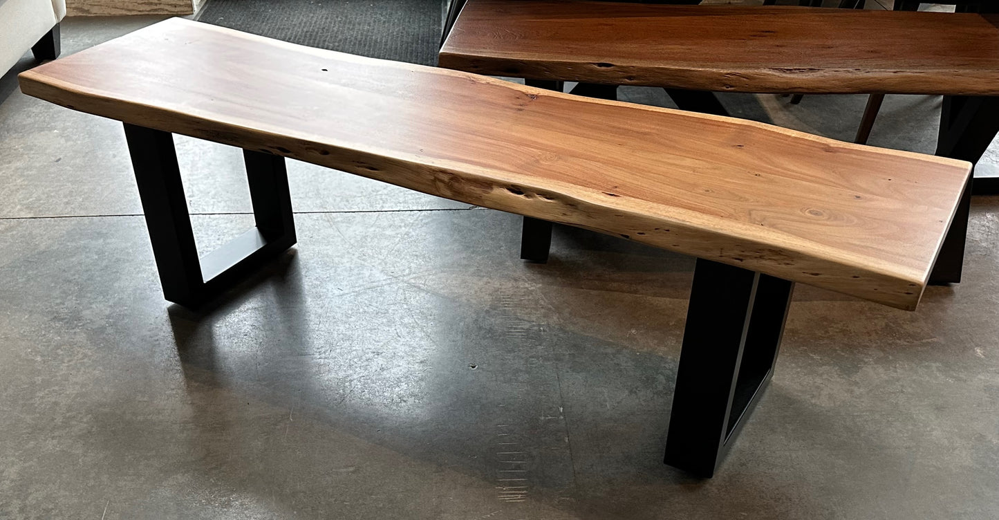 Calcutta Live Edge Benches - Natural Finish - U Base - 35mm Thick Tops