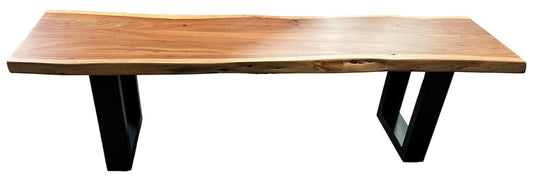 Calcutta Live Edge Benches - Natural Finish - U Base - 35mm Thick Tops