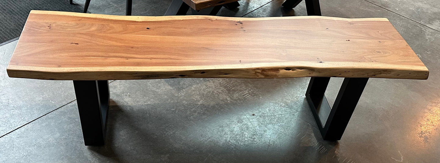 Calcutta Live Edge Benches - Natural Finish - U Base - 35mm Thick Tops