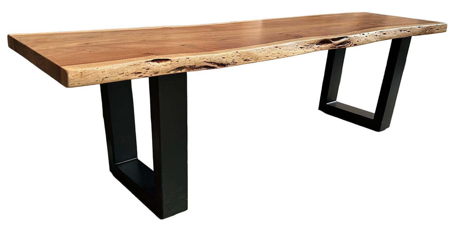 Calcutta Live Edge Benches - Natural Finish - U Base - 35mm Thick Tops