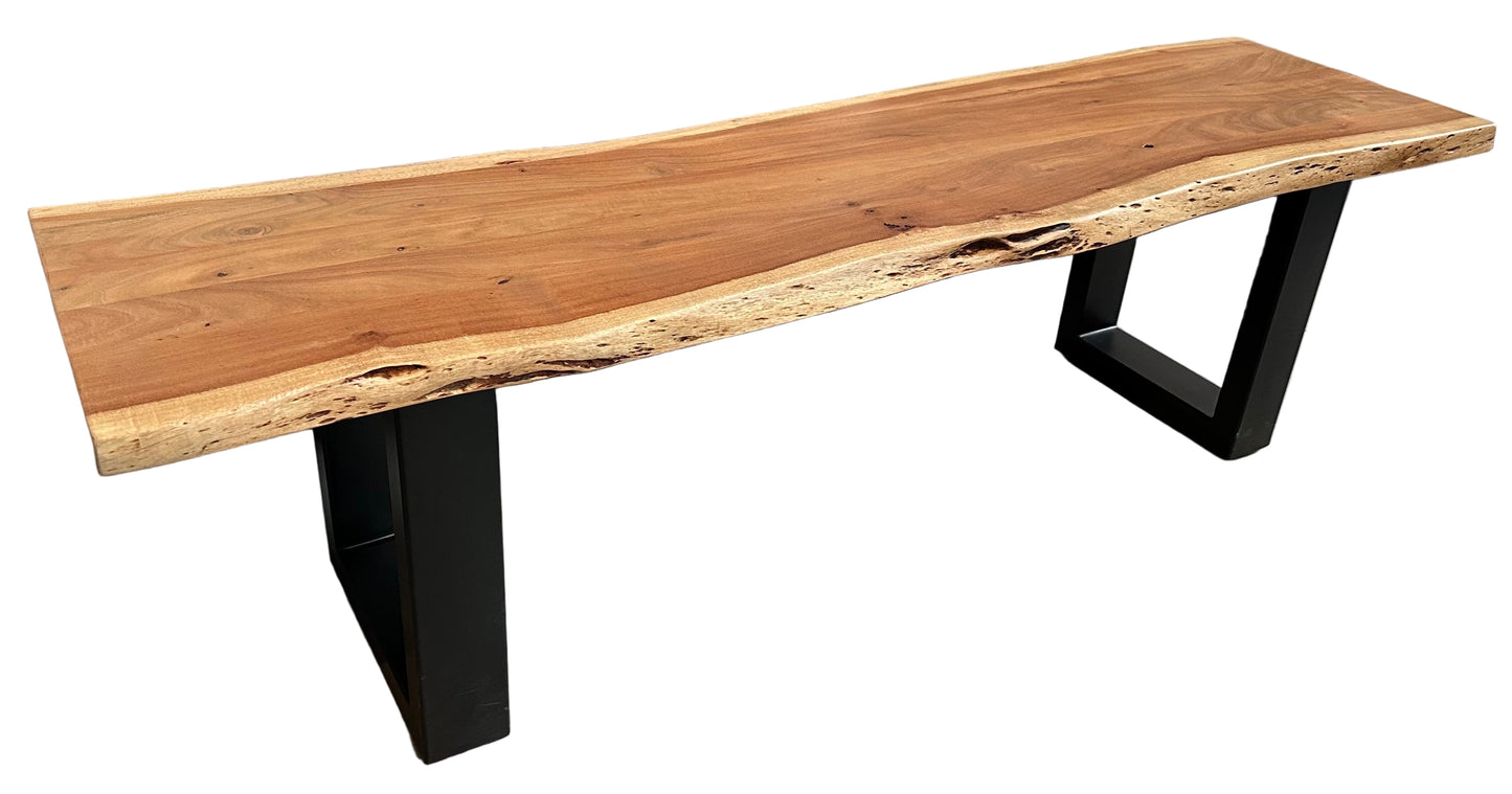 Calcutta Live Edge Benches - Natural Finish - U Base - 35mm Thick Tops