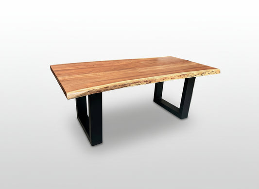 Calcutta Live Edge Coffee Tables - U-Bases - Natural or Sandblasted Walnut Finish