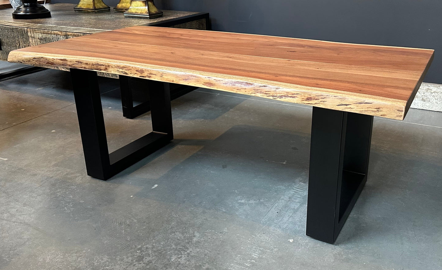 Calcutta Live Edge Coffee Tables - U-Bases - Natural or Sandblasted Walnut Finish