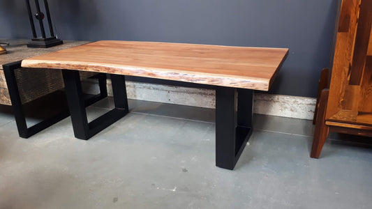 Calcutta Live Edge Coffee Tables - U-Base - Natural or Sandblasted Walnut Finish