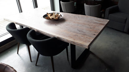 Calcutta Live Edge Dining Table - Whitewash - U Bases - 55mm Tops