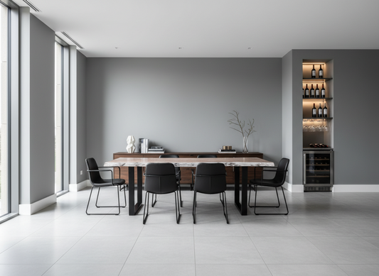 Calcutta Live Edge Dining Table 40"x84" - Whitewash - U Bases - 55mm Tops
