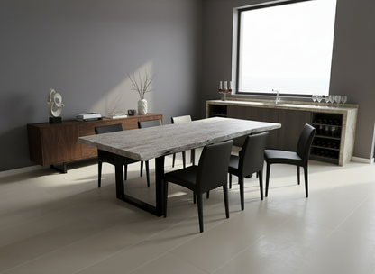 Calcutta Live Edge Dining Table 40"x84" - Whitewash - U Bases - 55mm Tops