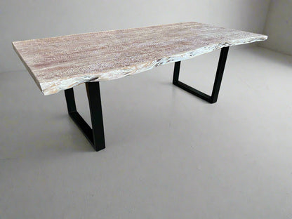 Calcutta Live Edge Dining Table 40"x84" - Whitewash - U Bases - 55mm Tops