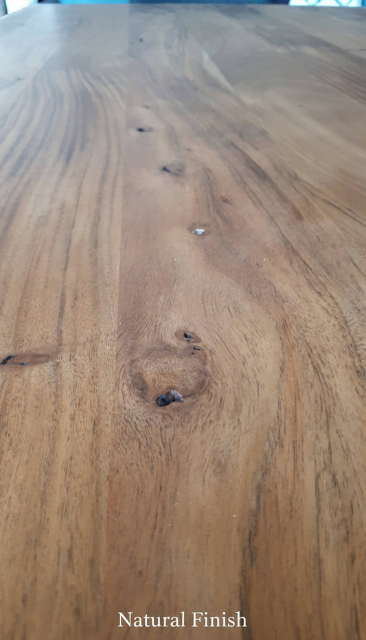 Calcutta Live Edge Dining Tables - X Bases - 2 Sizes - 2 Stains - 35mm Tops - Homestead Furniture - All Rights Reserved