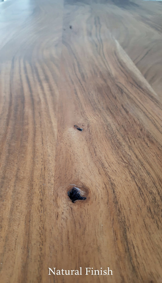 Calcutta Live Edge Dining Tables - X Bases - 2 Sizes - 2 Stains - 35mm Tops - Homestead Furniture - All Rights Reserved