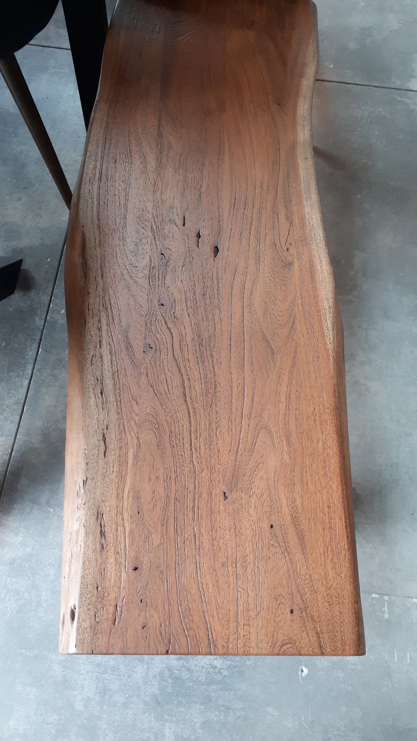 Calcutta Live Edge Benches - Sandblasted Walnut Finish - Black U Bases - 35mm Thick Tops