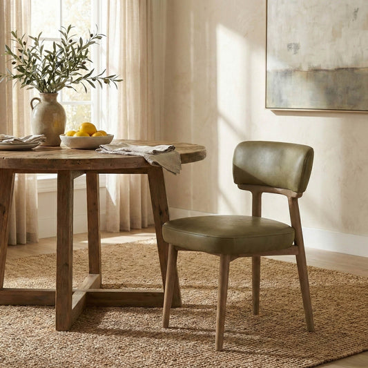 Willow Dining Chair - Sage Green - Top Grain Leather