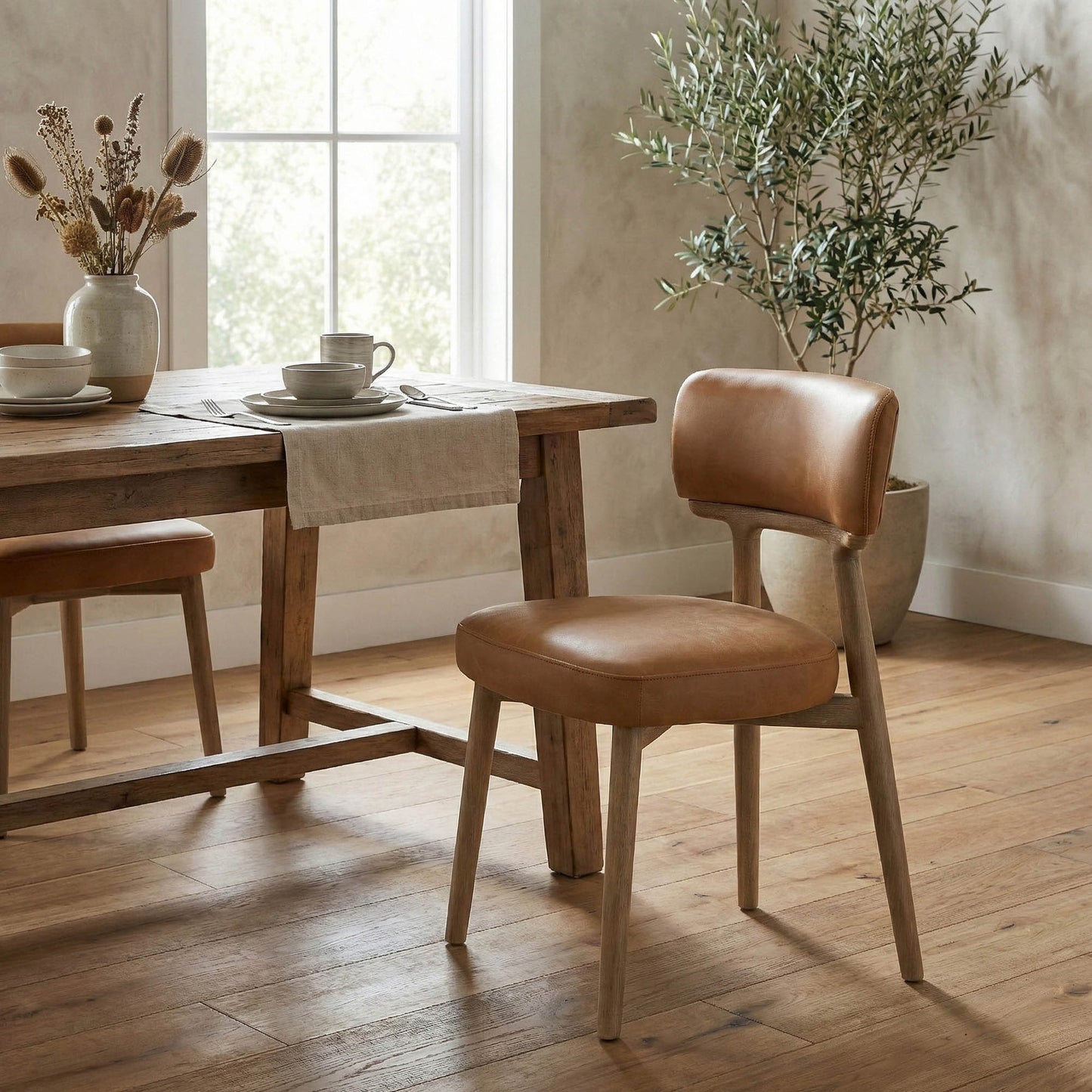 Willow Dining Chair - Tawny Brown - Top Grain Leather