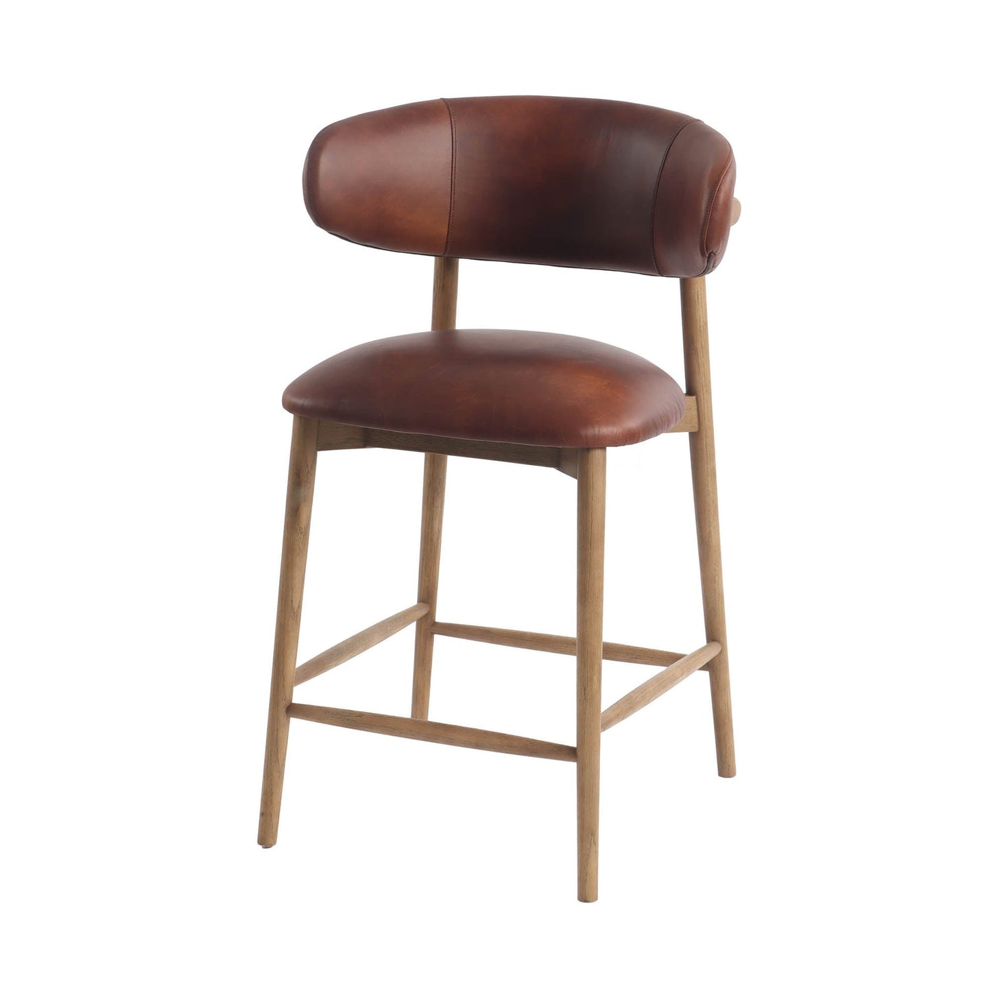 Milo Counter Stool - 100% Top Grain Leather - Tobacco