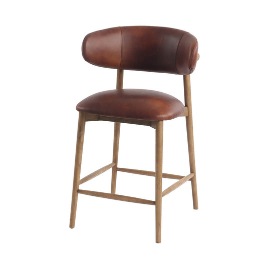 Milo Counter Stool - 100% Top Grain Leather - Tobacco