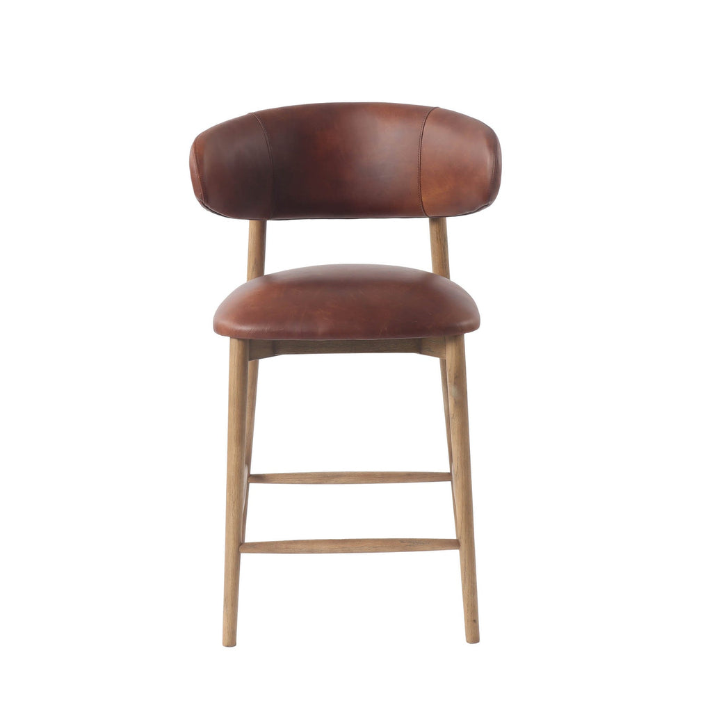 Milo Counter Stool  - Top Grain Leather - Tobacco