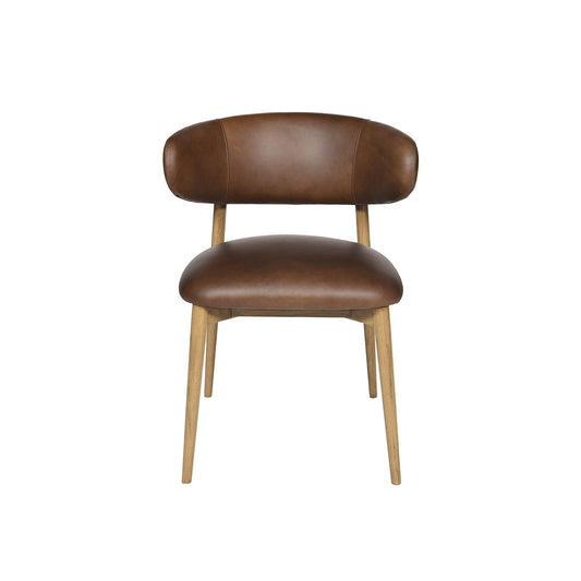 Milo Dining Chair - 100% Top Grain Leather - Mocha