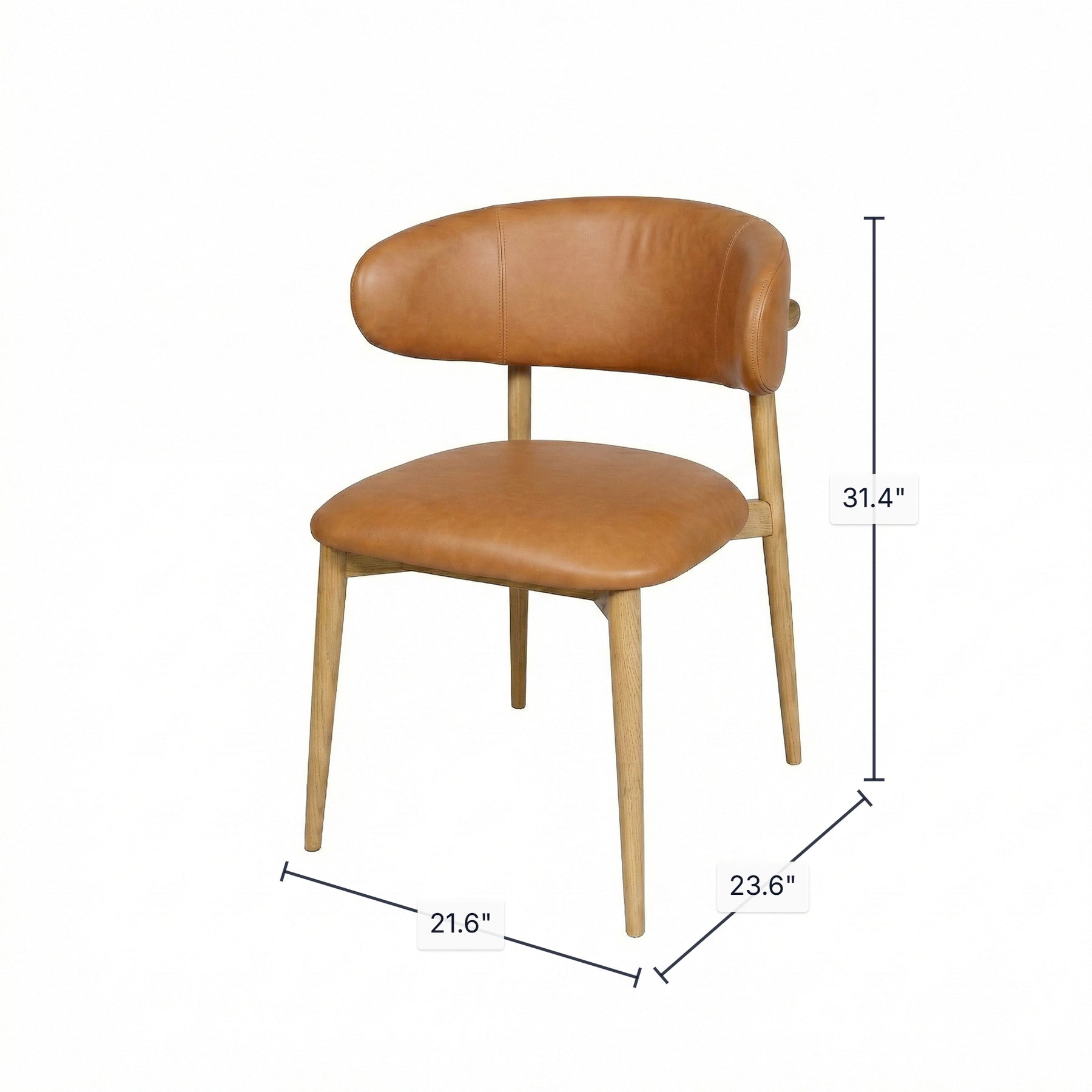 Milo Dining Chair - 100% Top Grain Italian Leather - Tan - Homestead Furniture - All Rights Reserved